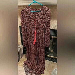 NWOT longline floral geometric boho hipster gypsy duster/dress OS